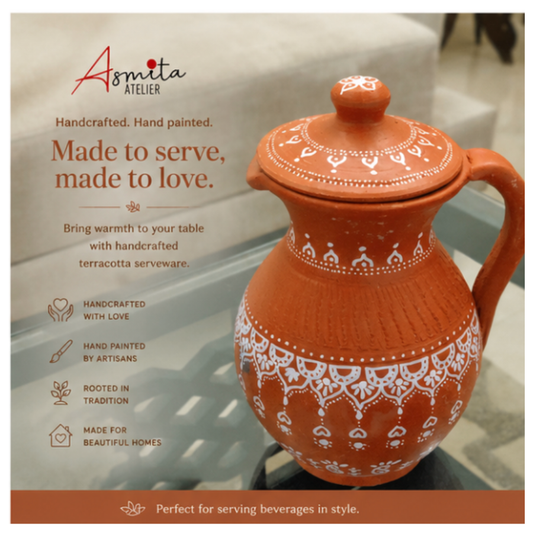 Hand-Painted Terracotta Pitcher - 1500 ml