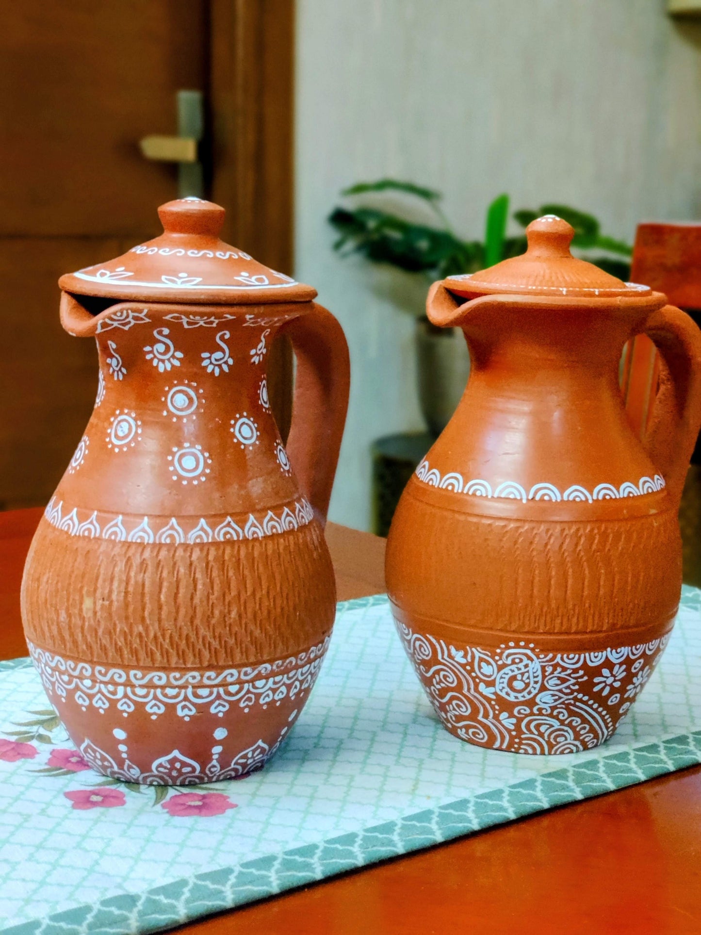 Hand-Painted Terracotta Pitcher - 1500 ml