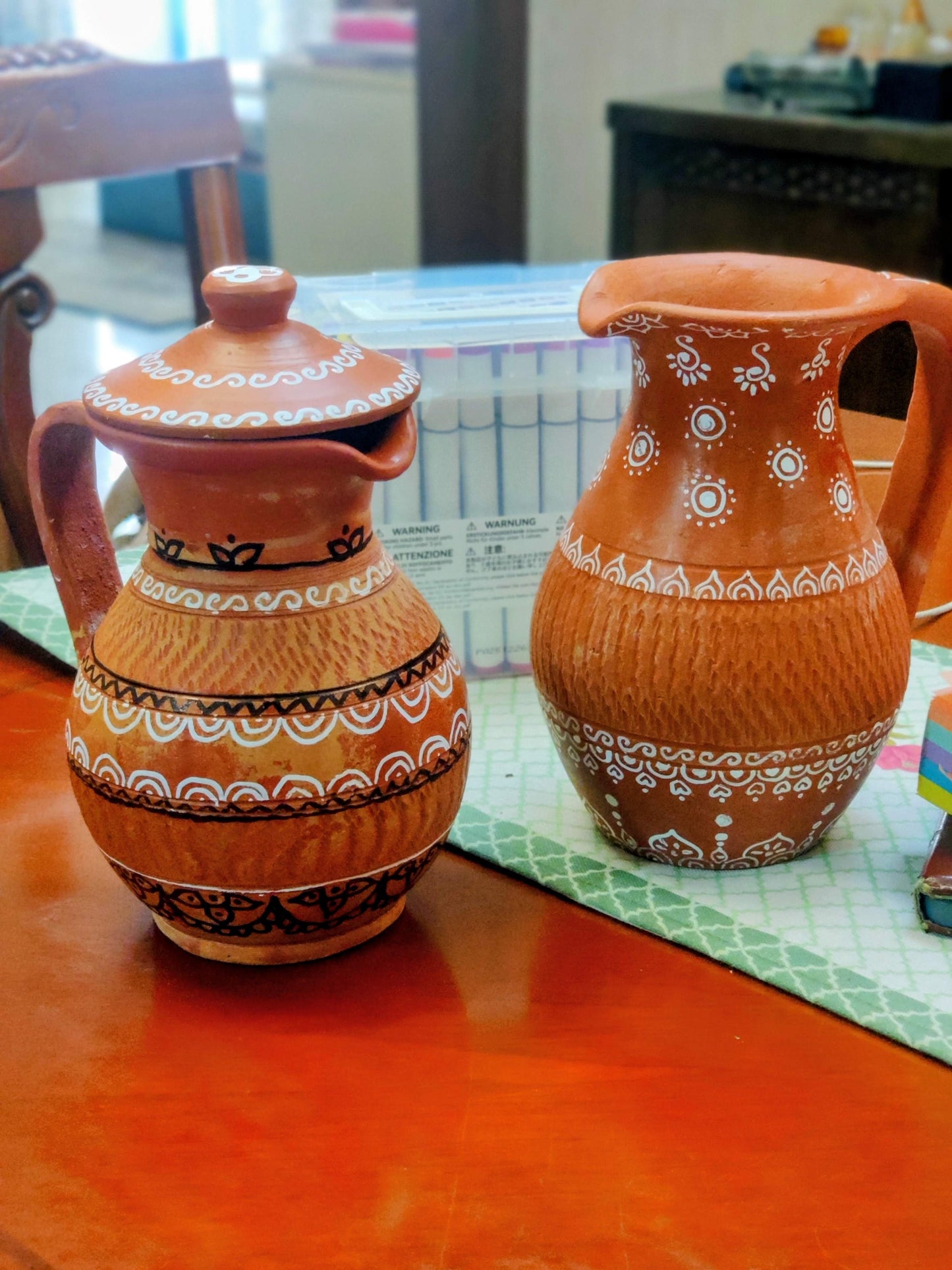 Hand-Painted Terracotta Pitcher - 1500 ml