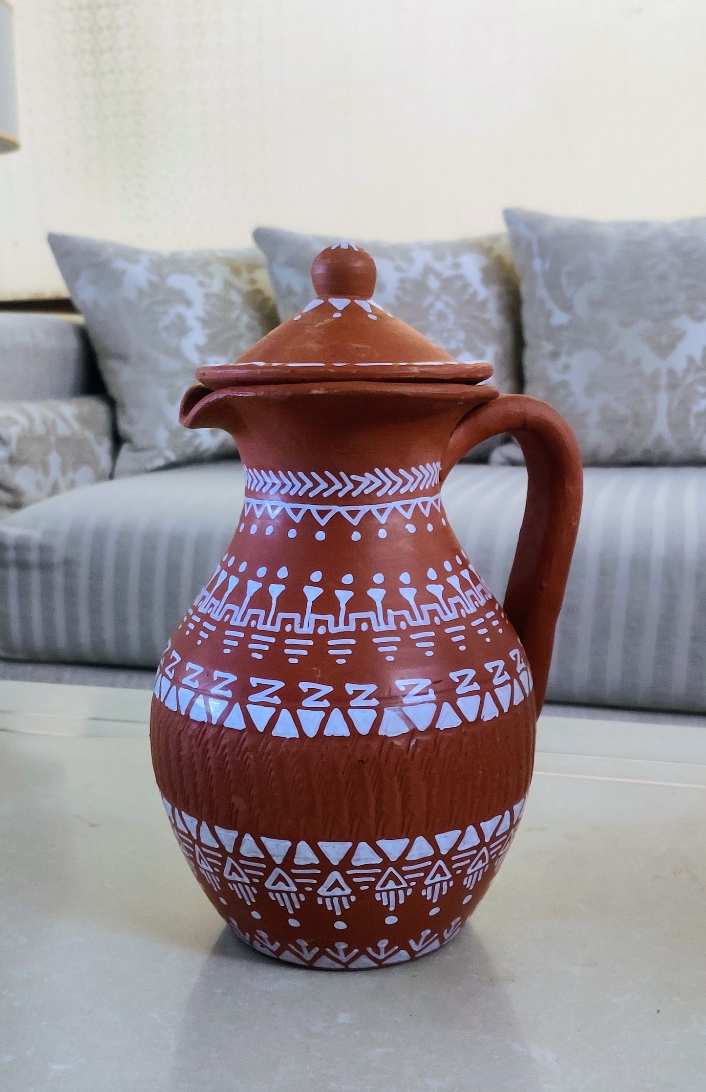 Hand-Painted Terracotta Pitcher - 1500 ml