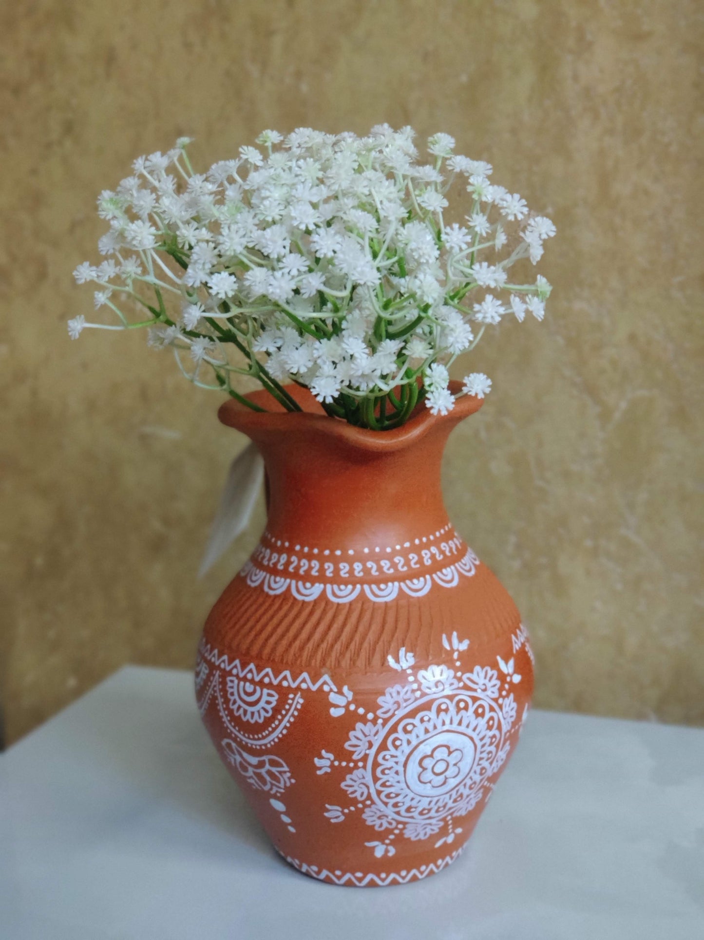 Hand-Painted Terracotta Vase & Pitcher - 1000 ml