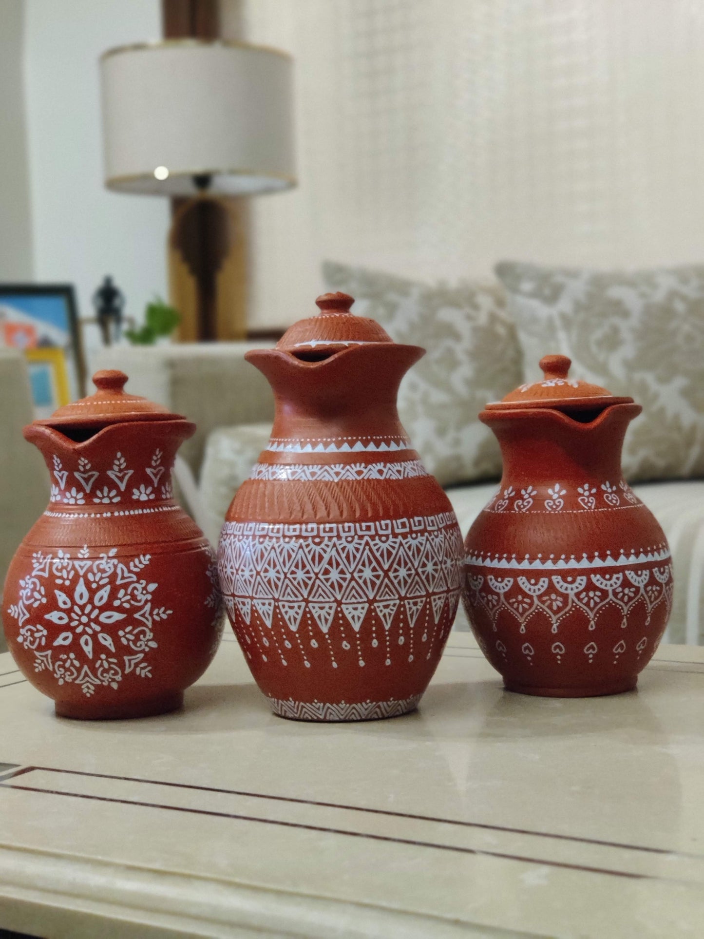 Hand-Painted Terracotta Pitcher - 1500 ml