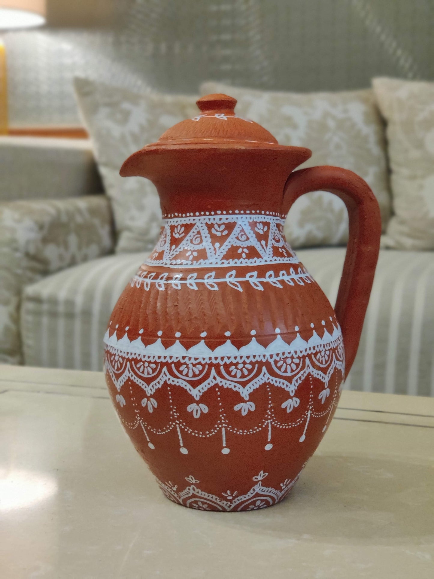 Hand-Painted Terracotta Pitcher - 1500 ml